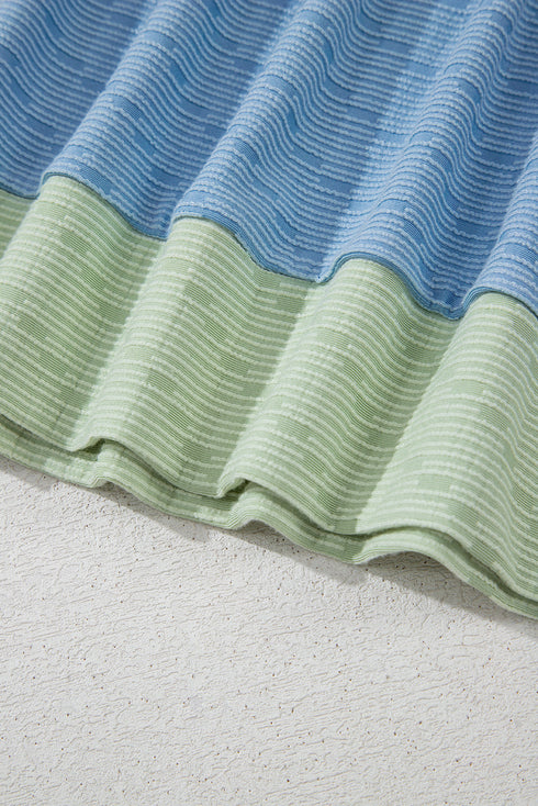 Sporty Casual Corded Knit Contrast Trim Cap Sleeve Top And Matching Shorts Set